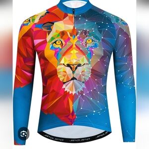 NWT Colorful Geometric Lion Long Sleeve Cycling Jersey